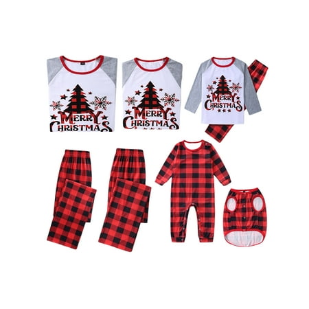 

FSDJHSDH Family Christmas Pajamas Sets Xmas Tree Print Parent-Child Pyjama Sleepsuit Nightwear