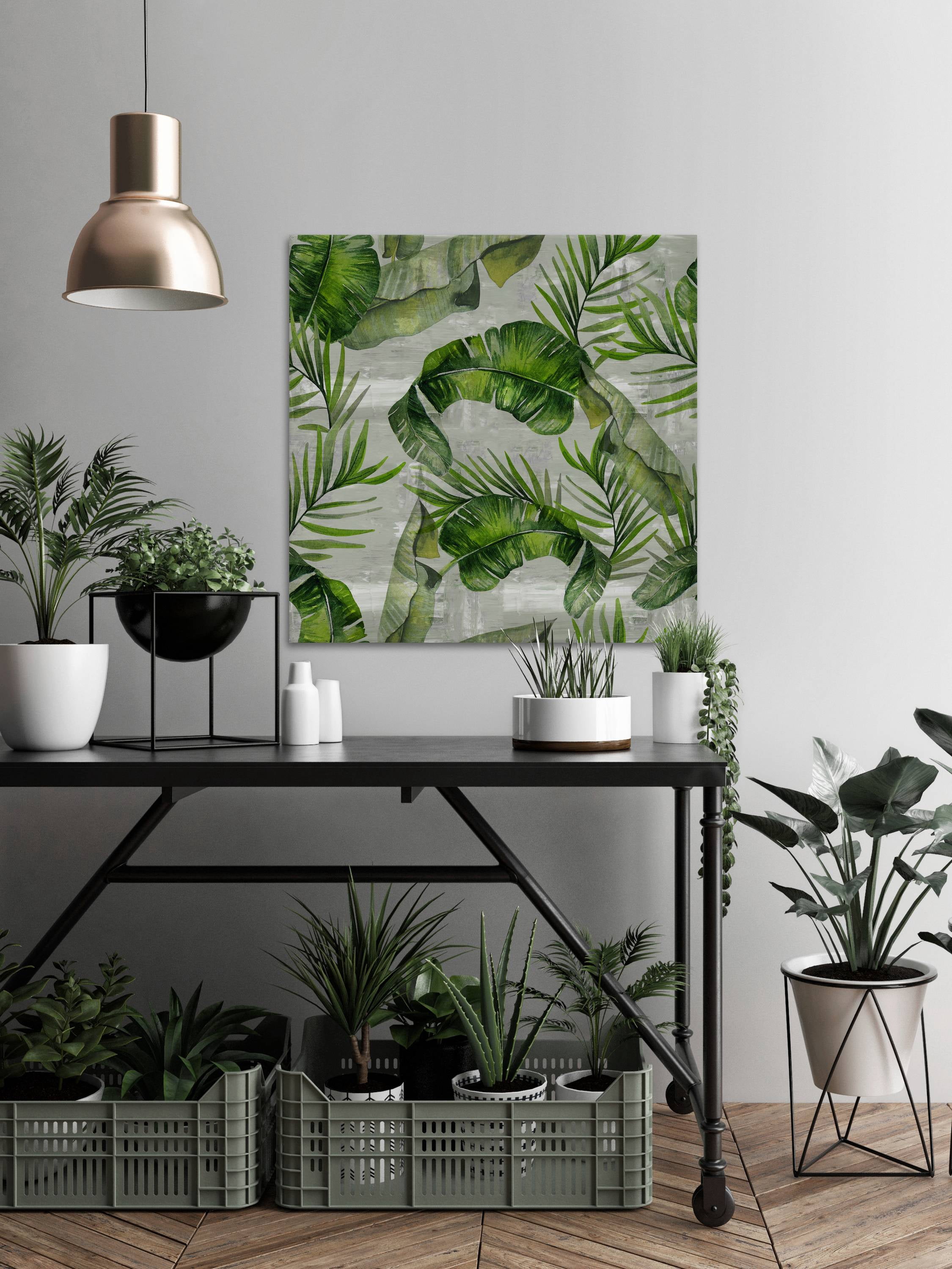 Marmont Hill Green Tropic Leaves Canvas Wall Art