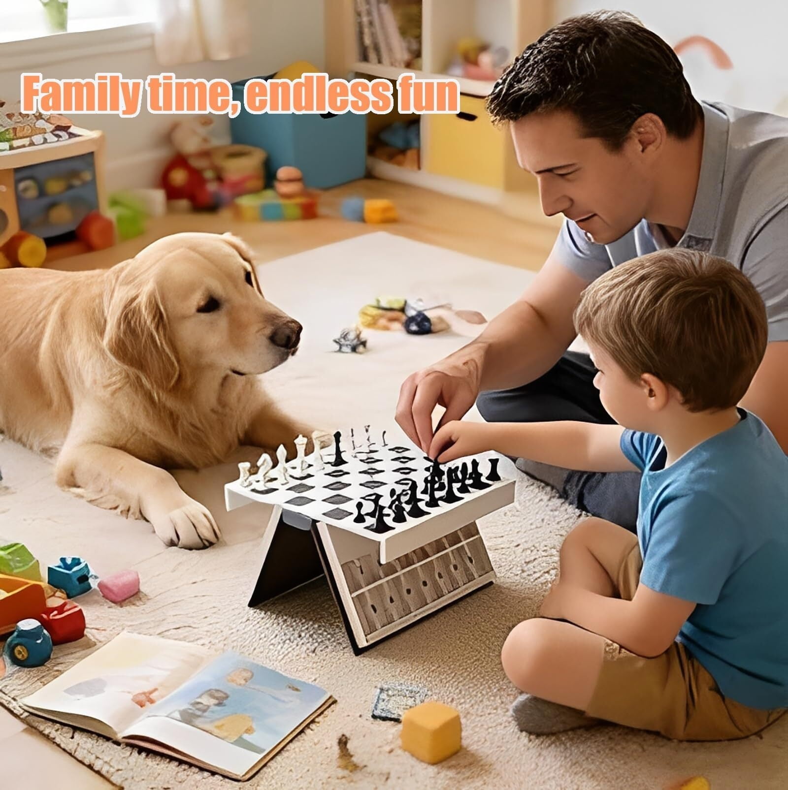 JXW 3D Printed Chess Book, Chess Set with Storage Books Design Folding Board Game for Adults Portable Compact Game Set, Decorative Gift for Home