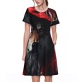 thumbnail image 1 of Kdxio Robe Décontractée à Capuche Imprimé Loup Mystérieux pour Femmes Robe d'Été à Manches Courtes avec Poches, 1 of 6