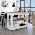 thumbnail image 3 of Nmkwnr 2 Drawers Kitchen Cart with 2 Shelves and Wheels, Wood Top Kitchen Island for Dining Room, Bar, White+Brown, 3 of 9