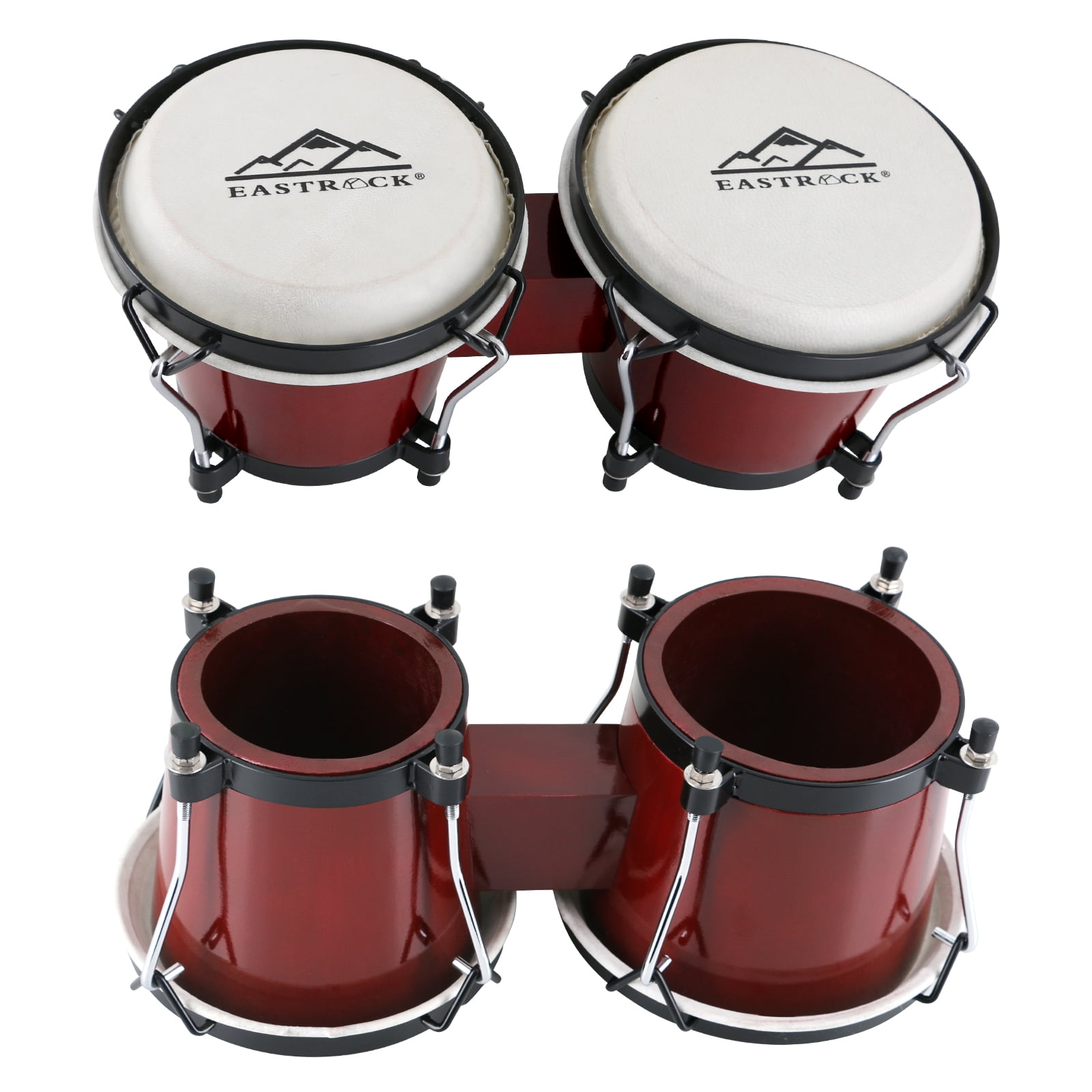 EASTROCK Bongo Drum 6” and 7” Bongos Set for Adults Kids Beginners Professionals Tunable Wood and Metal Drum Percussion Instruments with Bag and Tuning Wrench（Red)