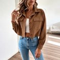 thumbnail image 7 of cocolona Cropped Jackets for Women Lapel Button Down Trendy Tops Casual Long Sleeve Fall Short Outerwear, 7 of 7