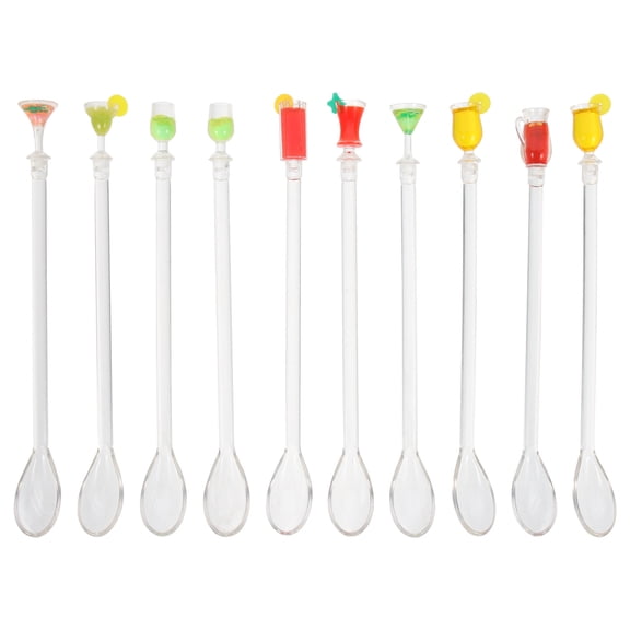 MLINS Reusable Stirrer Sticks for Home Made of PC Assorted Color Simple and Elegant Design 10pcs