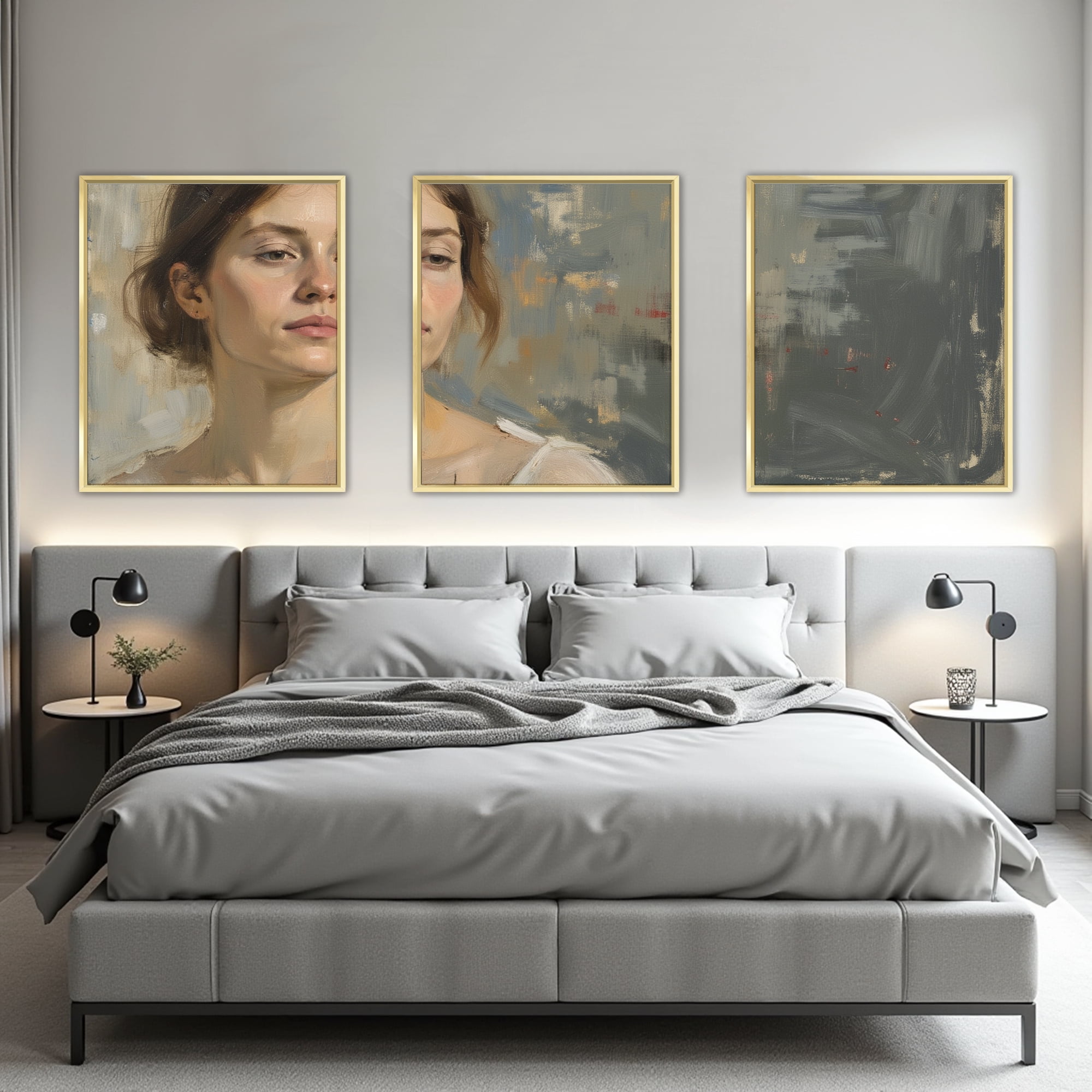 MAYEERTY Modern Abstract Wall Art Painting, Living Room Decor, Glod Aluminum Alloy Frame, 15.7"x11.8"