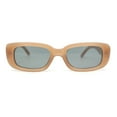 thumbnail image 2 of Iconic Mod Rounded Rectangular Minimal Plastic Sunglasses Dark Beige - Black, 2 of 4