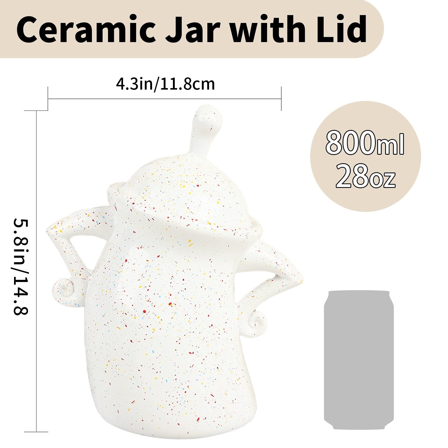 Ceramic Canister with Attitude , Spice Jars with Airtight Seal Lid for Food Storage, Colorful Decorative Kitchen Container for Coffee Beans, Tea, Sugar, Salts, Spice and More