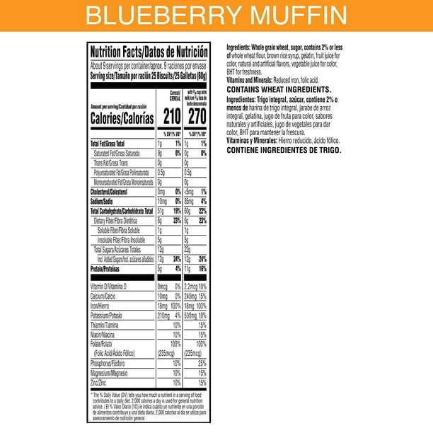 Kellogg's Frosted Mini-Wheats Breakfast Cereal, Kids Cereal, Family Breakfast, Family Size, Blueberry Muffin, 20oz Box (Pack of 2)