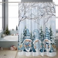 thumbnail image 2 of Christmas Blue Dwarf Bathroom Shower Curtain Winter Snowing Pine Tree Branches Xmas Waterproof Washable Shower Curtains for Bathtub Bath Decor with Grommets and Hook 66 X 72 Inch, 2 of 8