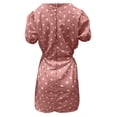 thumbnail image 4 of Robe Mode Femme Sexy à Pois Col en V Taille Creuse Manches Courtes Mini Robe, 4 of 5