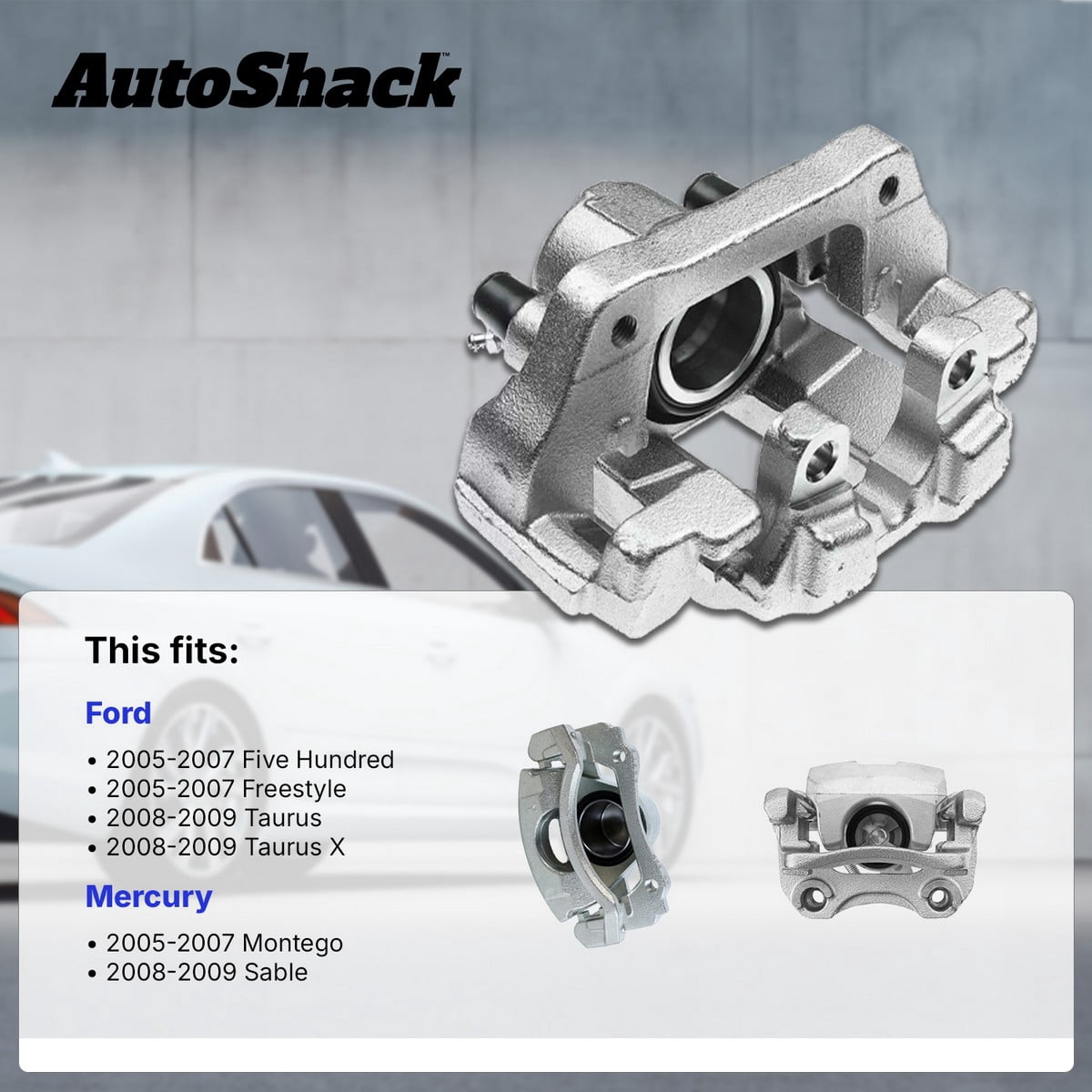 AutoShack Rear Brake Caliper for Ford, Five Hundred 2005-2007 Taurus 2008-2009 Freestyle 2005-2007 Taurus X 2008-2009, AWD FWD V6 3.0L 3.5L, Right
