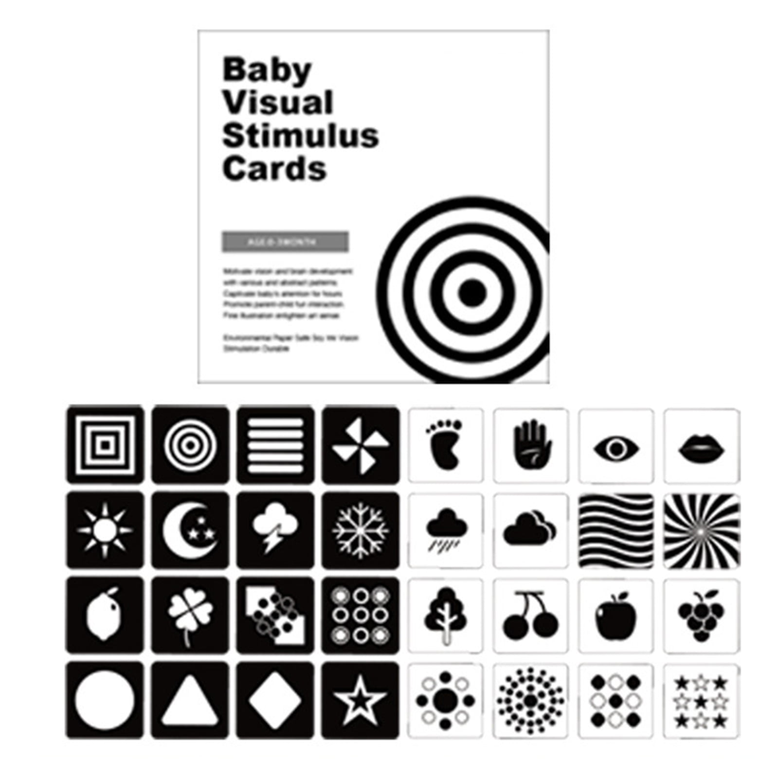 BABY VISUAL STIMULATION FLASH CARDS EARLY YEARS BLACK AND WHITE & ANIMALS BUGGY 