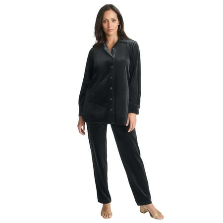Jessica London Women's Plus Size Velour Button 2-Piece Set