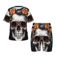 thumbnail image 1 of Fotbe Flower Horn Skull A Pijama Estampada de 2 Piezas para Niños – Ropa de Dormir de Manga Corta Cómoda para Niños y Niñas, Camiseta y Shorts de Algodón-Large, 1 of 6