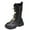 Black, variant on Girls Knee High Boots Bowknot Ruffle Trim Side Zipper Riding Boots Fall Winter High Top Shoes Black