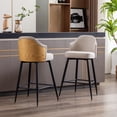 thumbnail image 3 of 25.59" H Counter Bar Stools Set of 2, Accent Bar Chair with Nailhead Trim Back, Fabric Upholstered Bar Stool with Metal Legs or Kitchen Counter Tall Bar, Height Counter Chairs of 2, Beige, 3 of 7