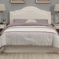 thumbnail image 3 of Edmond Cream Faux Leather Upholstered Queen Headboard, 3 of 10
