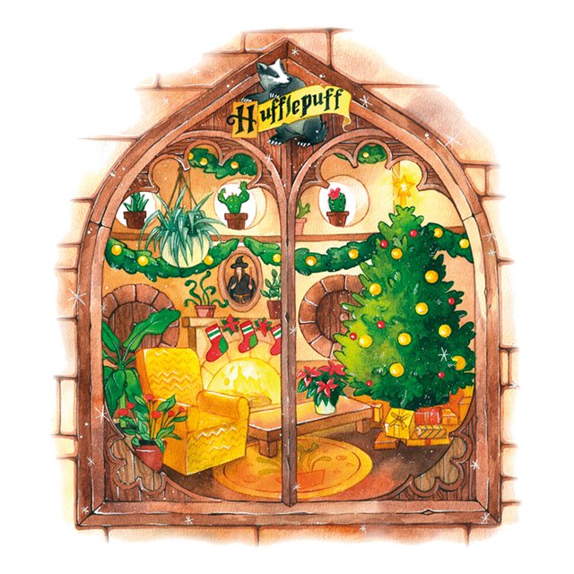 (Hufflepuff) Hilo algodón ecológico bordado 11CT Impresión 3 hebras 50 * 50 cm Kit serie naturaleza muerta punto cruz la casa navideña (Hufflepuff-JL518)