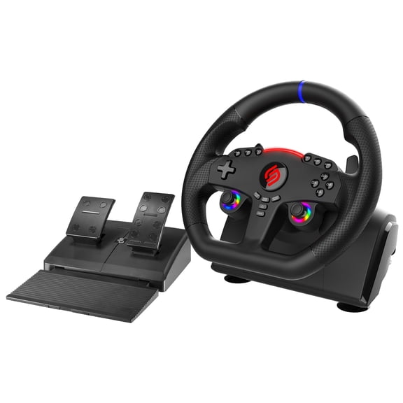 Subsonic - Superdrive 270 GT5 Steering Wheel - Dual stick LED racing wheel, 270° rotation, with pedals and paddle shifters. For PS5 and PC – Black