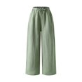 thumbnail image 2 of MZXELPRJD Girls Linen Pants Tween Girl Wide Leg Pants with Pockets Kids Drawstring Loose Pants Casual LinenTrousers Flowy Loose Fit Palazzo Pants for Girls Casual Beach, 2 of 7