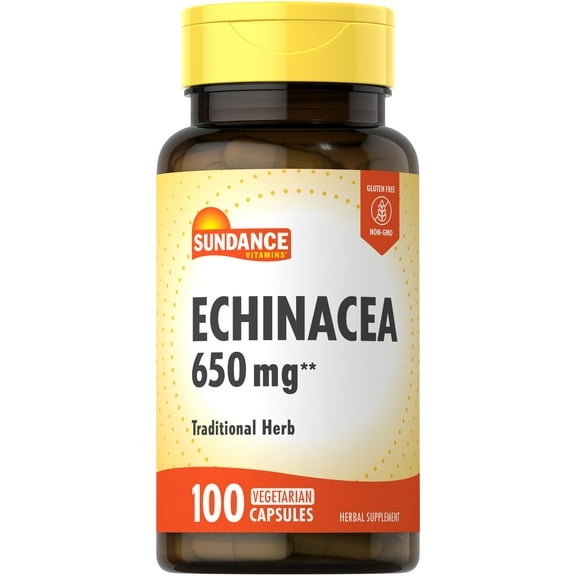 Echinacea 650mg | 100 Capsules | Traditional Herb Supplement | Non-GMO, Gluten Free | by Sundance