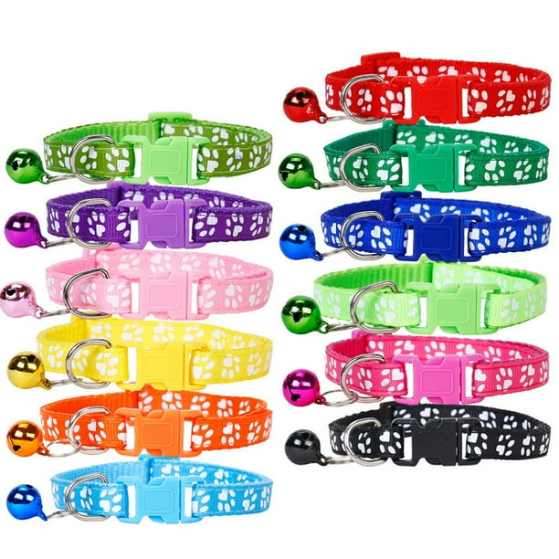 Puppy Collars, 12Pcs Whelping Puppy Id Collars with Bell Adjustable 1932cm, Soft Nylon Litter