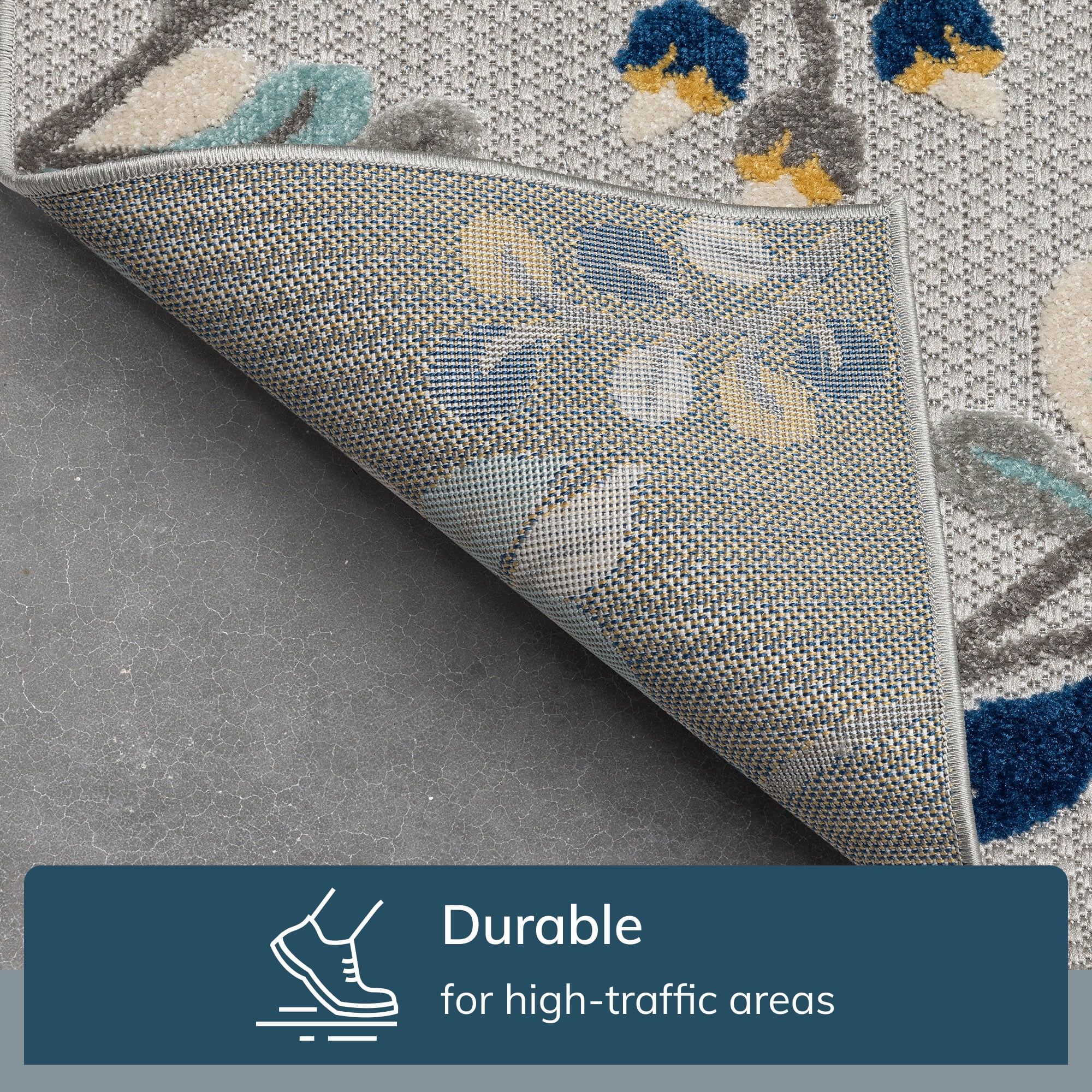 Well Woven Dorado Neveh Modern Floral Blue Indoor/Outdoor High-Low Pile 2'7" x 9'10" Runner Rug