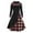 Black, variant on Women Long Sleeve Fall Drees for Women Gothic Vintage Plaid Panel Hooded Button Retro Dark Midi Dress