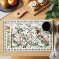 thumbnail image 2 of Placemat Set of 4 Spring Flowers Pink Placemats for Dining Table Bird Floral Leaf Washable Table Mats for Kitchen and Party Decor Indoor & Outdoor Use, 2 of 8