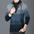 thumbnail image 4 of IYTR Men's Winter Warm Color Block Knitted Hooded Drawstring Sweater Coat Fleece Lined Thickening Cardigan with Pockets Navy M, 4 of 6
