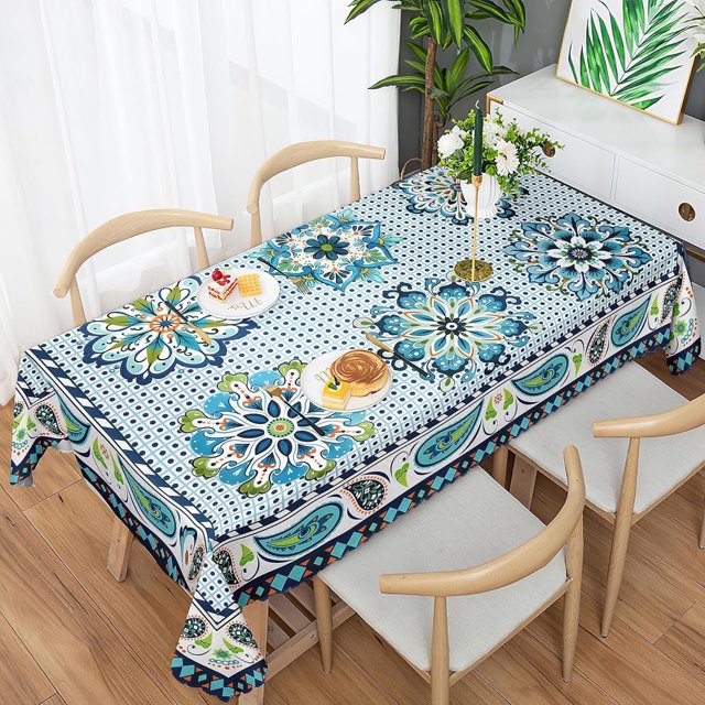 Nappe Ronde Boho 60 Pouces, Nappe Bohème, Nappe Colorée en Polyester Imperméable, Anti-Taches et Infroissable, Nappe Circulaire pour Intérieur et Extérieur, Housse de Table pour Maison, Cuisine, Salle à Manger, Fête, Déco de Patio