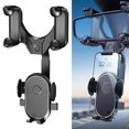 thumbnail image 3 of Car Rearview Mirror Cell Phone Holder 360° Rotatable Cellphone Mount  Retractable Rearview GPS Support Bracket Adjustable Phone Holder Fit for 4-7” Mobile Phones  Cars, 3 of 11