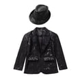thumbnail image 3 of Manyakai Kids Boys Sequins Single Button Tuxedo Suit Jacket Coat Pageant Wedding Formal Lapel Blazer Black 10, 3 of 6