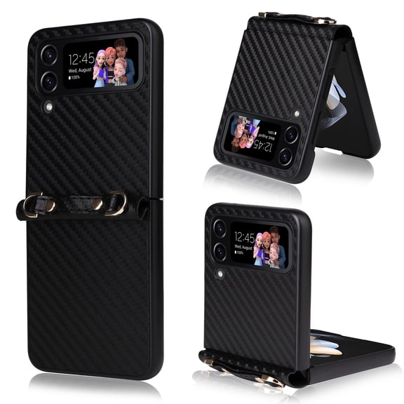 For Samsung Galaxy Z Flip3 5G Carbon Fiber Texture Shock-proof PU Phone Case