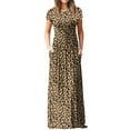 thumbnail image 2 of Mengpipi Women's Maxi Dresses Short Sleeve Long Casual Dresses Loose with Pockets, Leopard-4XL(US 28-30), 2 of 7