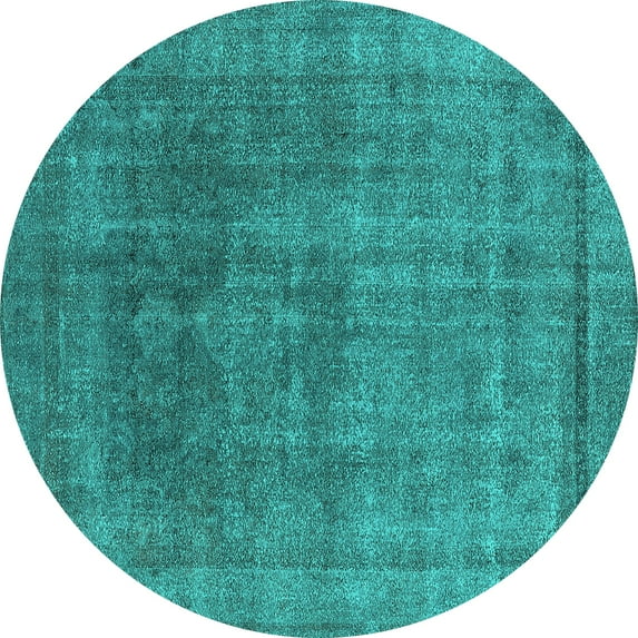 Ahgly Company Indoor Round Oriental Turquoise Blue Industrial Area Rugs, 7' Round