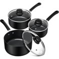 thumbnail image 5 of Nonstick Saucepan with Lid, Ceramic Sauce Pan Sets, Easy to Clean Sauce Pans, Multi-Purpose Cooking Pots, 1QT & 2QT & 3QT, Black, 5 of 6