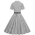 thumbnail image 4 of Brglopf 1950s Polka Dot Dresses for Women Vintage Rockabilly Retro Short Sleeve Button up Dress Cocktail Party Evening Prom Gown with Belt White S, 4 of 7