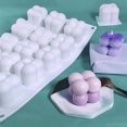 thumbnail image 4 of Molde de silicona para velas de burbujas SILICANDO, molde de cera de soja hecho a mano 15 en 1, molde de resina para velas con forma de bola de cubo de burbujas en 3D, pastel de mousse, 4 of 5