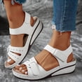 thumbnail image 2 of Orthopedic Sandals for Women Comfortable Low Wedges Breathable Footbed Arch Support Walking Shoes with Adjustable Strap White Size 9, 2 of 7