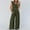 Army Green, variant on Womens Fashion Summer Solid Casual V Neck Sleeveless Belted High Waist Long Pants Rompers