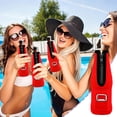thumbnail image 2 of Neoprene Beer Bottle Cooler Sleeve With with Stitched Fabric Edges,Zipper Bottle Jackets, Keeps Beer Cold and Hands Warm For 330ml Standard Beer Bottles Outdoor Party Red, 2 of 7