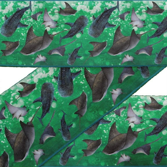 IBA Indianbeautifulart Blue Whale Ocean Fabric Laces For Crafts Printed Velvet Trim Fabric Sewing Border Ribbon Trims 9 Yards 3 Inches