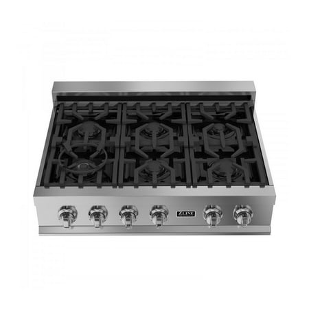 ZLINE 36  Italian Porcelain Rangetop with 6 Gas Cooktop Burners  Stainless Steel