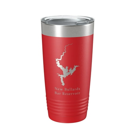 

New Bullards Bar Reservoir Tumbler Lake Map Travel Mug Insulated Laser Engraved Coffee Cup California 20 oz Red