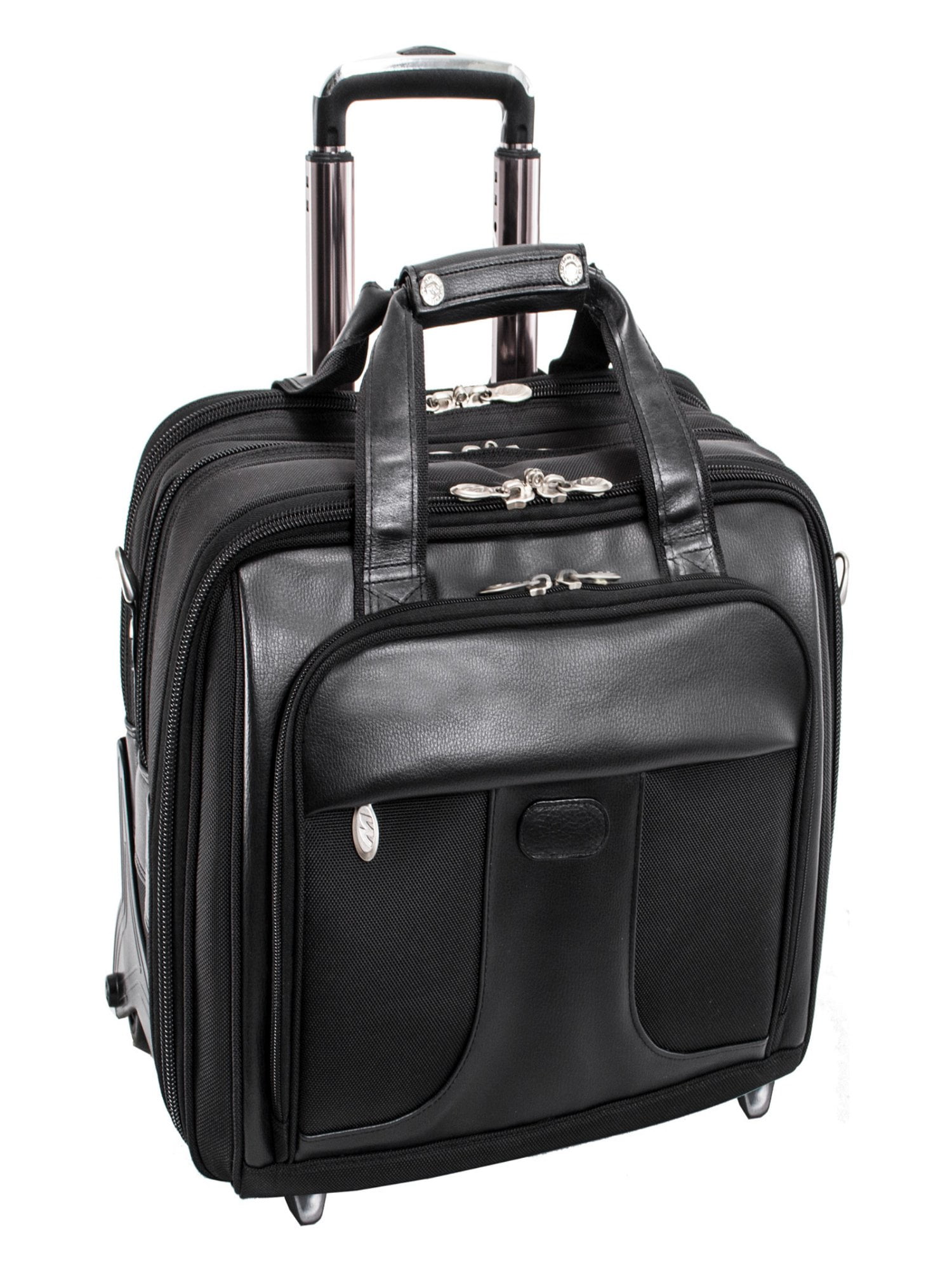 McKlein CHICAGO, Patented Detachable Wheeled Laptop Overnight w/Removable Briefcase, Tech-Lite Ballistic Nylon, Black (73585)
