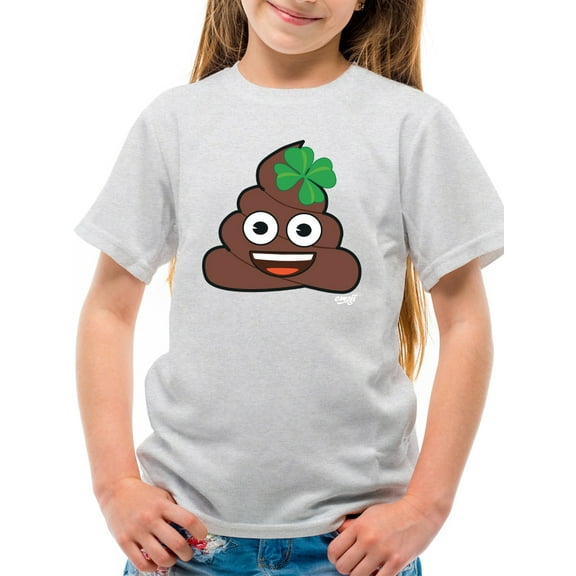 Lucky Poo Emoji - Fun Clover Charm Design Youth's T-shirt