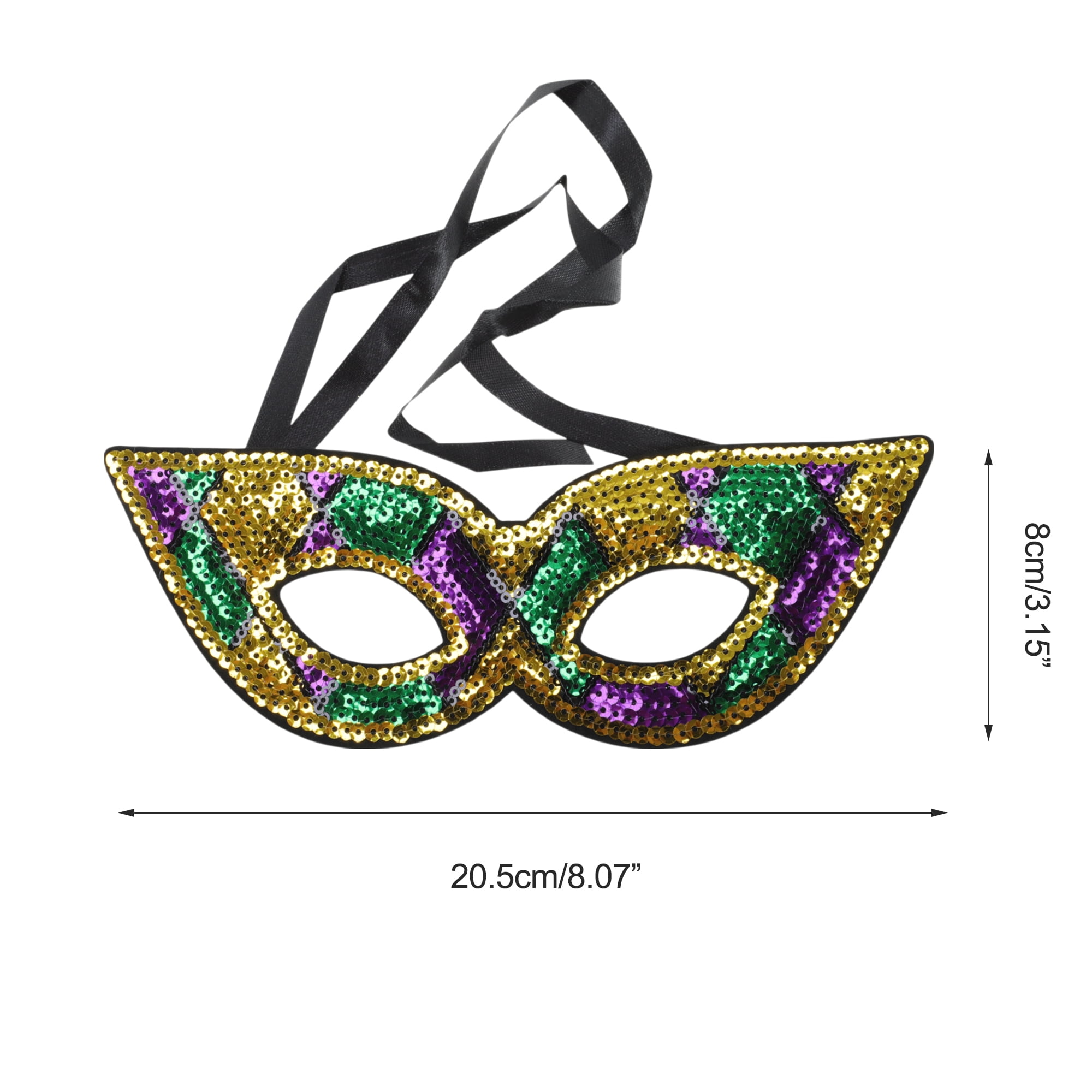 Unique Bargains 1 Box Colorful Sequins Party Mask Purple Green Yellow 4