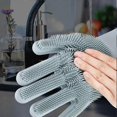 thumbnail image 2 of Esponja de silicona anticongelante para el hogar, práctica para lavar platos, limpieza de cocina, guantes de silicona, color gris, 2 of 5