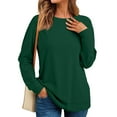 thumbnail image 4 of Crewneck Sweatshirts for Women No Hood Fall Casual Long Sleeve Pullover Tops Loose Sweatshirt with Pocket Dark Green XL, 4 of 6